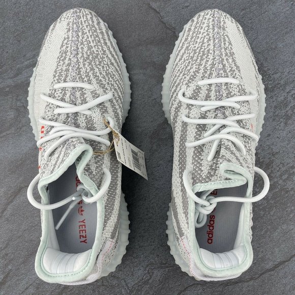 Adidas Yeezy Boost 350 v2 Blue Tint Size 11 Mens Originals Light Grey Gray NWB - Picture 10 of 12